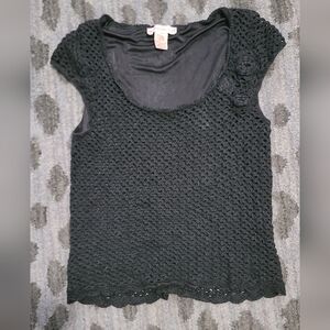 Bandolino Black Crochet Blouse sz XL